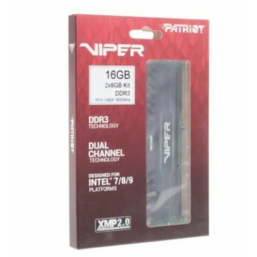 Модуль памяти Patriot DIMM DDR3 VIPER3 16Gb KIT (8GbX2) 1600MHz CL9 [PV316G160C9K] Black